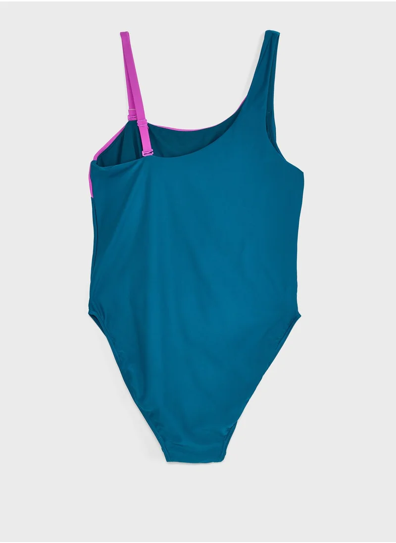 speedo Solid Asymmetric Swimsuit