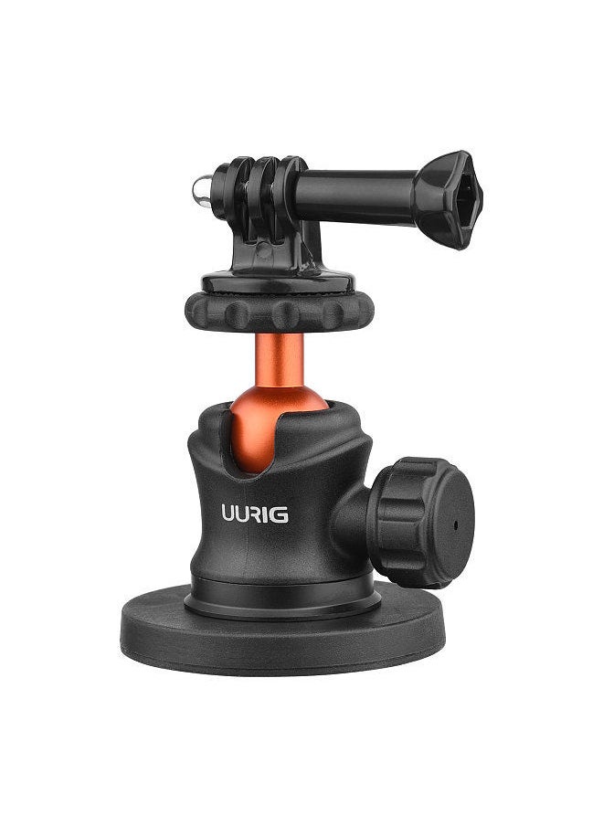 UURIG - UURIG BH-07 Mini Ball Head Camera Tripod Mount 1/4 Inch Screw with Magnetic Base Sports Camera Mount Adapter Replacement for DJI/ GoPro 11/10/9 Insta360 Action Cameras - Image 1
