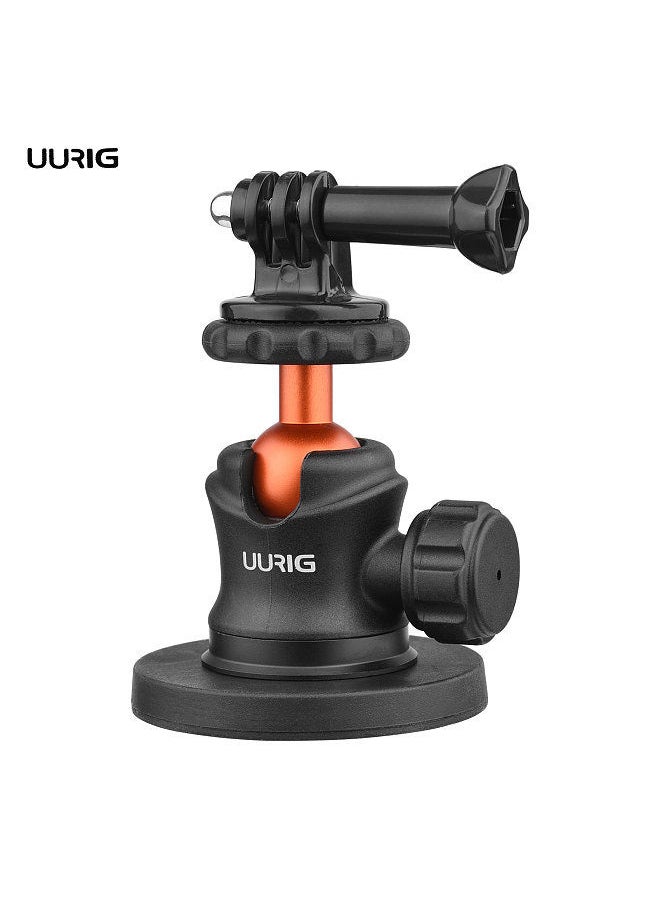 UURIG - UURIG BH-07 Mini Ball Head Camera Tripod Mount 1/4 Inch Screw with Magnetic Base Sports Camera Mount Adapter Replacement for DJI/ GoPro 11/10/9 Insta360 Action Cameras - Image 1