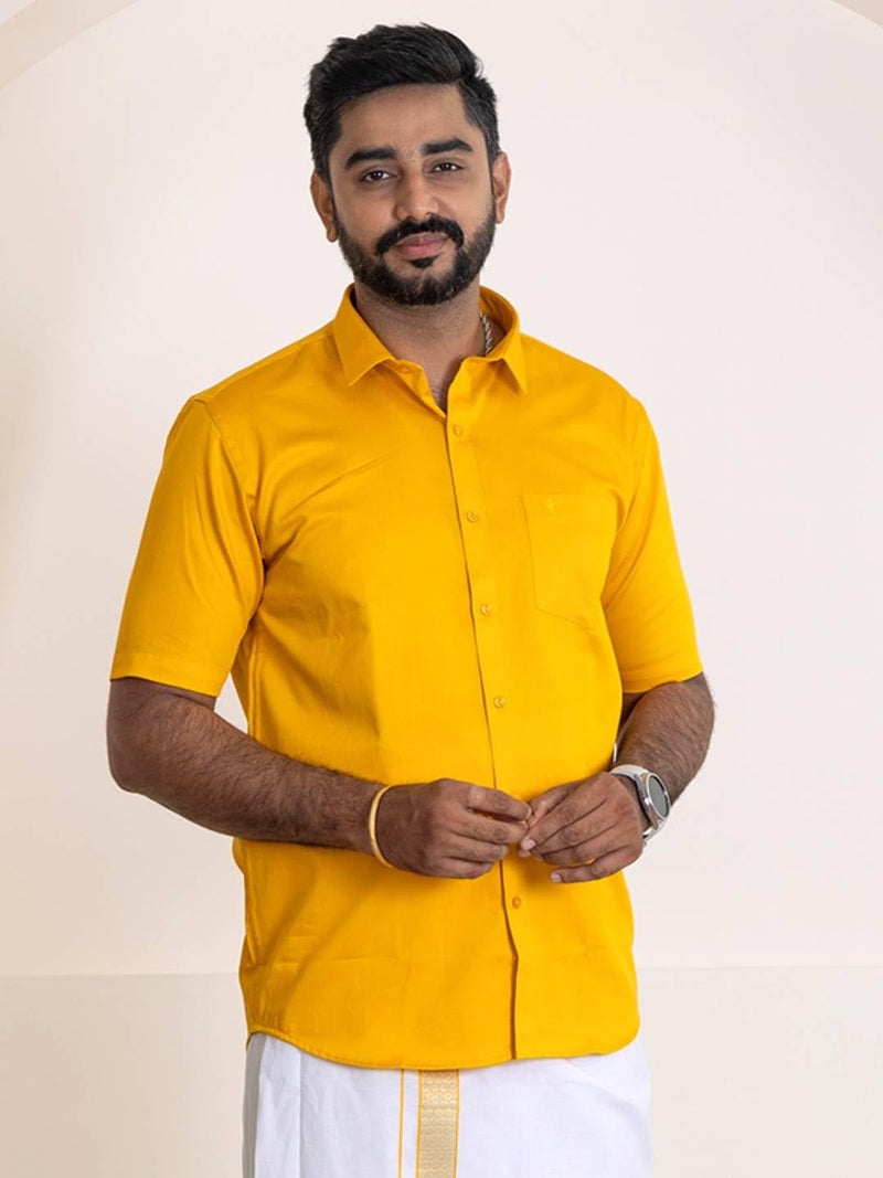 RAMRAJ COTTON قميص رجالي 100% قطن فاخر ومجموعة دهوطي بحافة فاخرة (برتقالي، 38) - Image 3