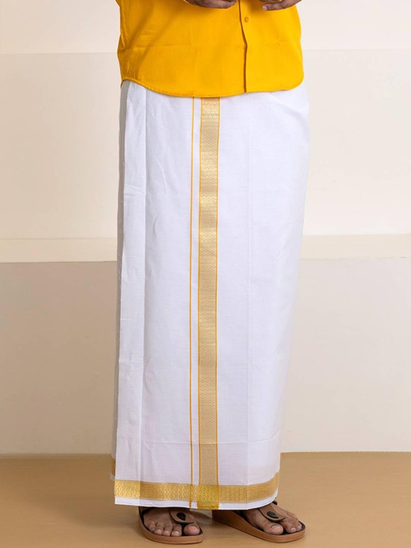 RAMRAJ COTTON قميص رجالي 100% قطن فاخر ومجموعة دهوطي بحافة فاخرة (برتقالي، 38) - Image 5