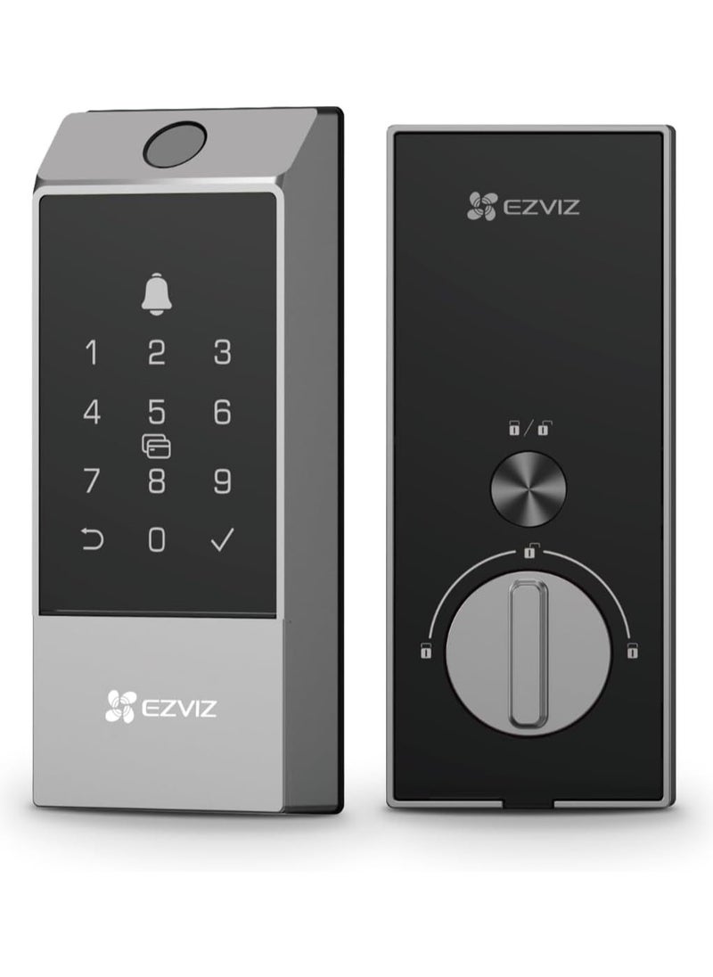 إيزفيز قفل الباب الذكي EZVIZ DL04 Pro - قفل ذكي 5 في 1 للدخول بدون مفتاح مع إمكانية الوصول ببصمة الإصبع، وبلوتوث وواي فاي، وإشعارات فورية، ووضع الخصوصية  - Image 1