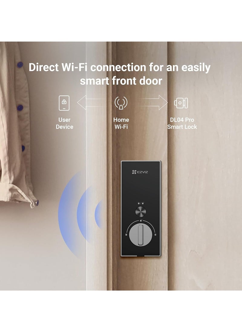 إيزفيز قفل الباب الذكي EZVIZ DL04 Pro - قفل ذكي 5 في 1 للدخول بدون مفتاح مع إمكانية الوصول ببصمة الإصبع، وبلوتوث وواي فاي، وإشعارات فورية، ووضع الخصوصية  - Image 4