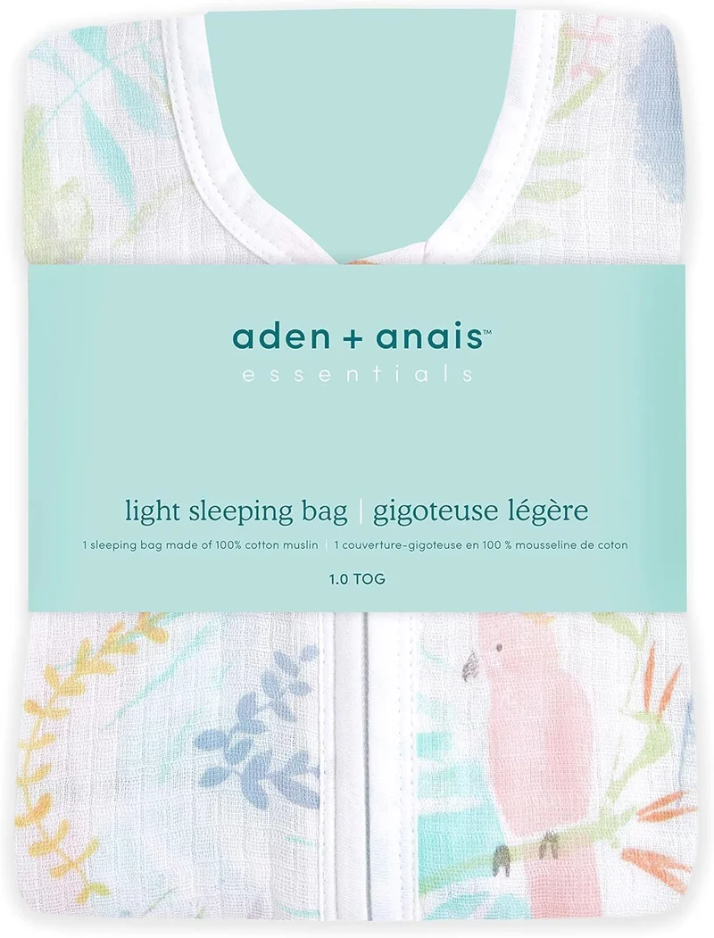 ايدن + أناي Aden + Anais Essentials Cotton Muslin 1.0 TOG Light Sleeping Bag - Tropicalia (18-36 Months)