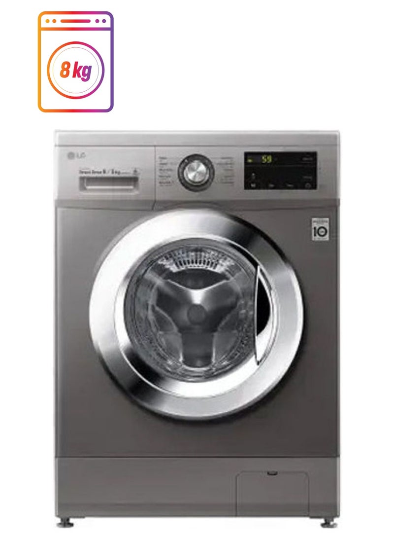 LG 8/5 KG Front Loading Washer & Dryer With 6 Motion Direct Drive, Smart Diagnosis, Inverter Motor 8 kg F4J3TMG5P Silver - Image 1