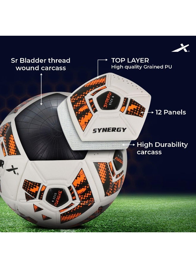 Vector X Synergy Thermofusion Football – Professional Soccer Ball for Training & Match Play | Size 5 | White/Orange - Image 2