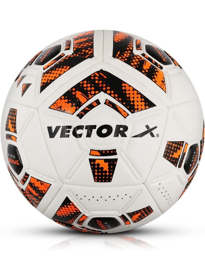 Vector X Synergy Thermofusion Football – Professional Soccer Ball for Training & Match Play | Size 5 | White/Orange - Image 1