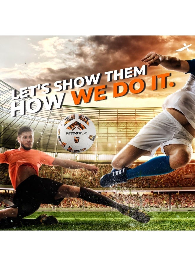 Vector X Synergy Thermofusion Football – Professional Soccer Ball for Training & Match Play | Size 5 | White/Orange - Image 3
