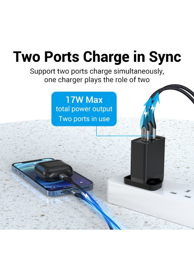 VENTION Two-Port  USB(A+C) Wall Charger (18W/20W) UK-Plug Black Model # FBBB0-UK - Image 5