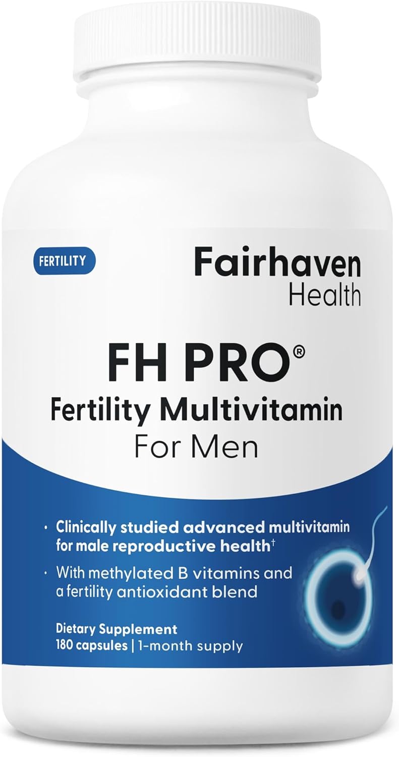 fairhaven health فيرهافن هيلث FH برو للرجال  مكملات الخصوبة قبل الولادة المدروسة سريرياً للرجال  مكملات خصوبة الذكور  دعم العدد والحركة قبل الحمل له  180 كبسولة - Image 1