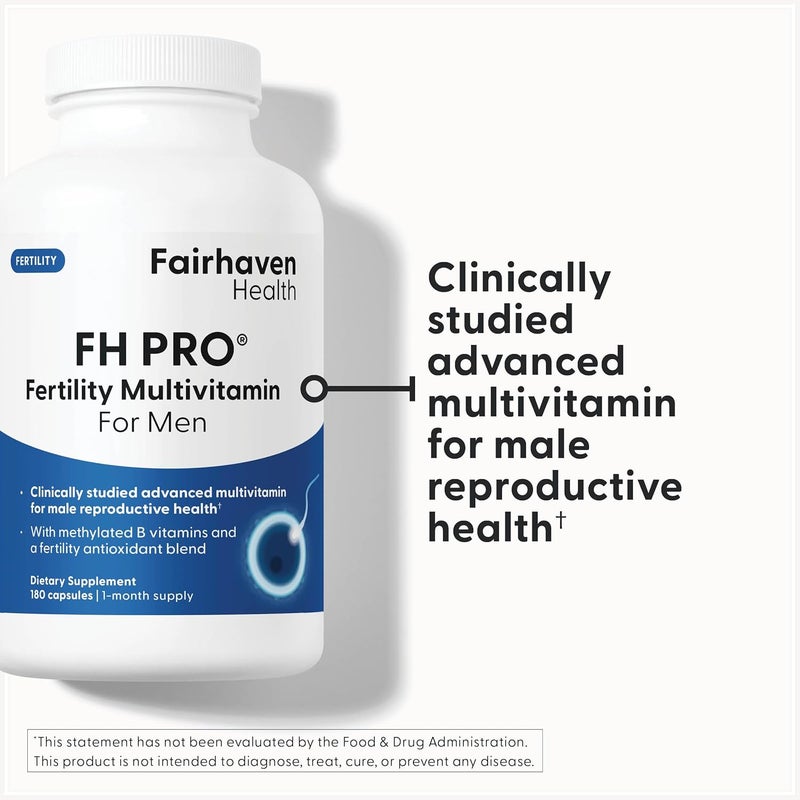 fairhaven health فيرهافن هيلث FH برو للرجال  مكملات الخصوبة قبل الولادة المدروسة سريرياً للرجال  مكملات خصوبة الذكور  دعم العدد والحركة قبل الحمل له  180 كبسولة - Image 2