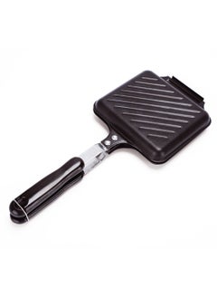 Sandwich Maker, Waffle Maker & Panini Press, Multifunctional Hand Toaster with Detachable Hinges, Non-Stick Coating, Durable Aluminum Construction, Breakfast Cooker & Outdoor Grill, Black