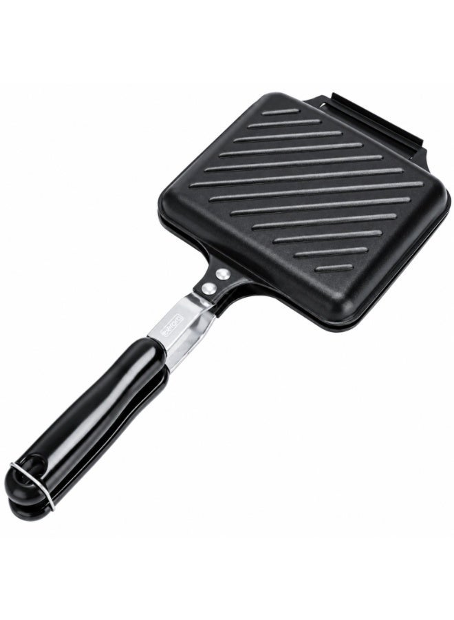 BERAM Stovetop Sandwich Maker, Non-Stick Double-Sided Sandwich Toaster Pan with Cool Touch Handles, Gas Stove Toastie Maker & Grill Pan for Toast, Omelette, Pancakes & Breakfast, Black - Image 1
