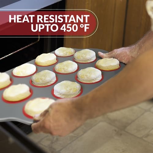 Boxiki Kitchen Non-Stick 12 Cup Silicone Muffin Pan With Steel Frame - BPA Free, Non-Toxic, Anti-Warp, Durable & Easy to Pop Silicone Muffin Tin - Perfect Cupcake Pan - Image 2