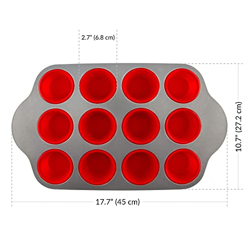 Boxiki Kitchen Non-Stick 12 Cup Silicone Muffin Pan With Steel Frame - BPA Free, Non-Toxic, Anti-Warp, Durable & Easy to Pop Silicone Muffin Tin - Perfect Cupcake Pan - Image 5