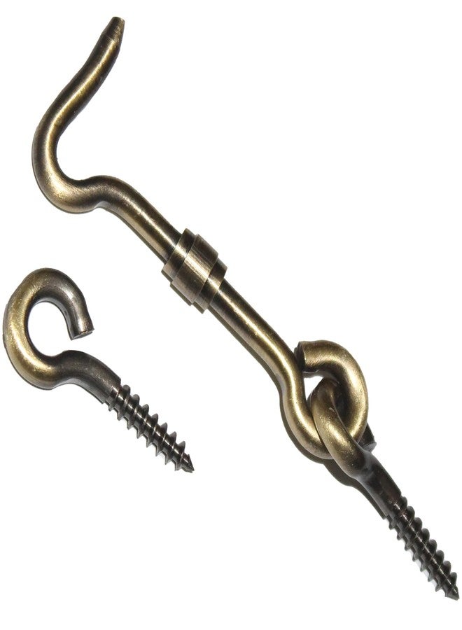 RISEOM Brass Gate Hook and Eye/Window Hook for Double Doors Gates/Windows (Screw Eye) (Pack of 4, Antique-2.5 inch) - Image 5