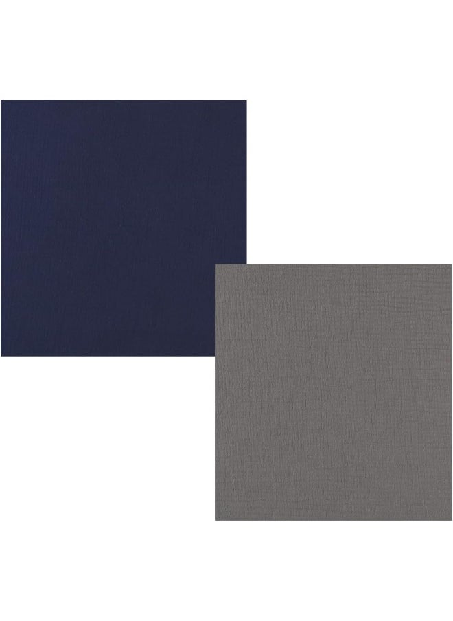 Knlpruhk Muslin Square Playard/Playpen Fitted Sheets, Perfect for 36 X 36 Inch Portable Playard Soft 100% Cotton Grey & Navy  - Image 1