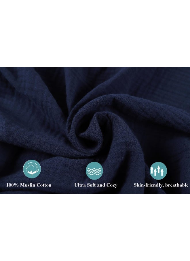 Knlpruhk Muslin Square Playard/Playpen Fitted Sheets, Perfect for 36 X 36 Inch Portable Playard Soft 100% Cotton Grey & Navy  - Image 3