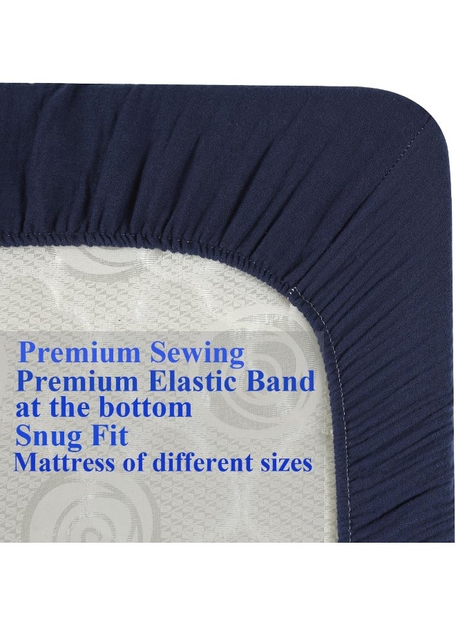 Knlpruhk Muslin Square Playard/Playpen Fitted Sheets, Perfect for 36 X 36 Inch Portable Playard Soft 100% Cotton Grey & Navy  - Image 5