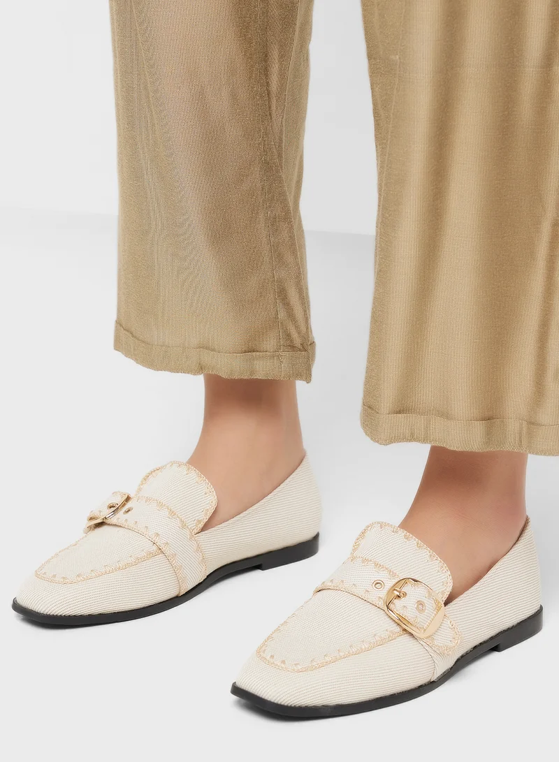 Ella Beige Stitch Detail Moccassin for Women | Best Price UAE