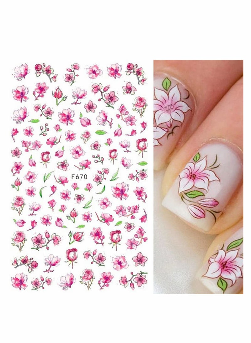 KASTWAVE Flower Nail Art Stickers, 8 Pcs Decals Colorful Cheery Blossoms 3D Sticker for Nails DIY - Image 4