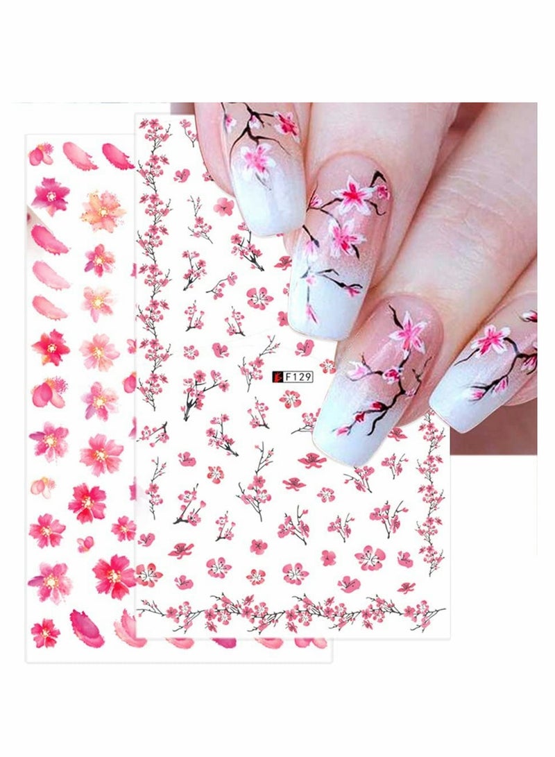 KASTWAVE Flower Nail Art Stickers, 8 Pcs Decals Colorful Cheery Blossoms 3D Sticker for Nails DIY - Image 3