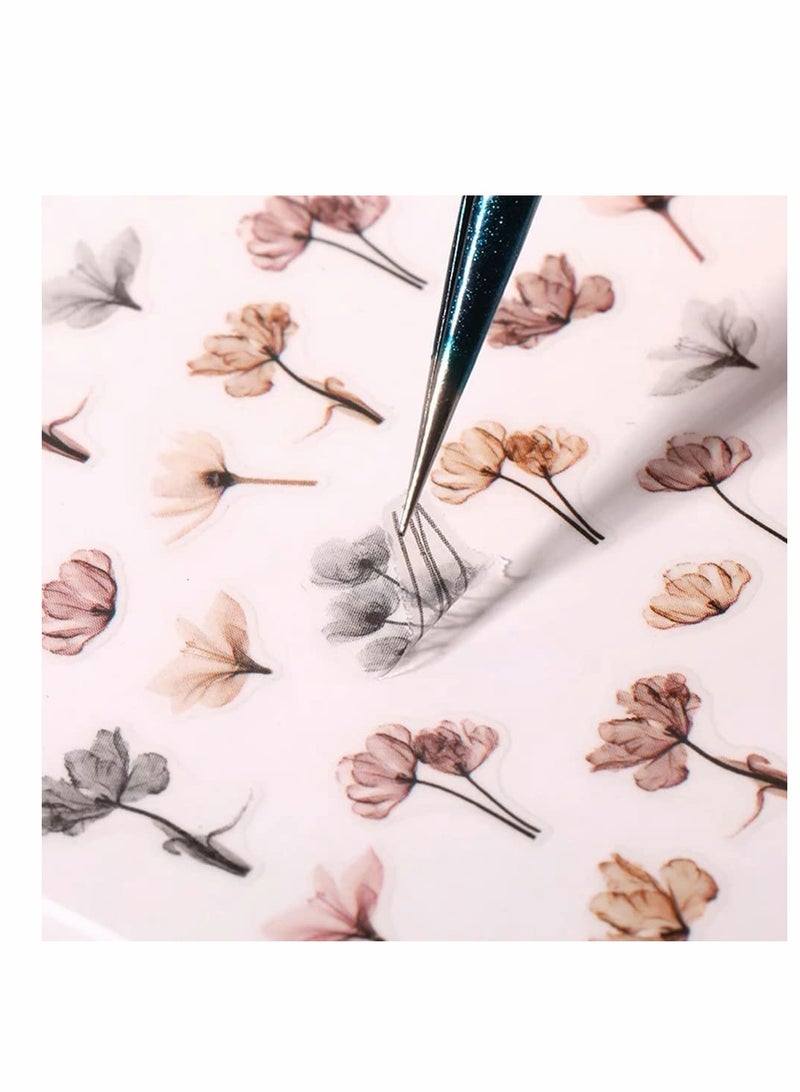 KASTWAVE Flower Nail Art Stickers, 8 Pcs Decals Colorful Cheery Blossoms 3D Sticker for Nails DIY - Image 5