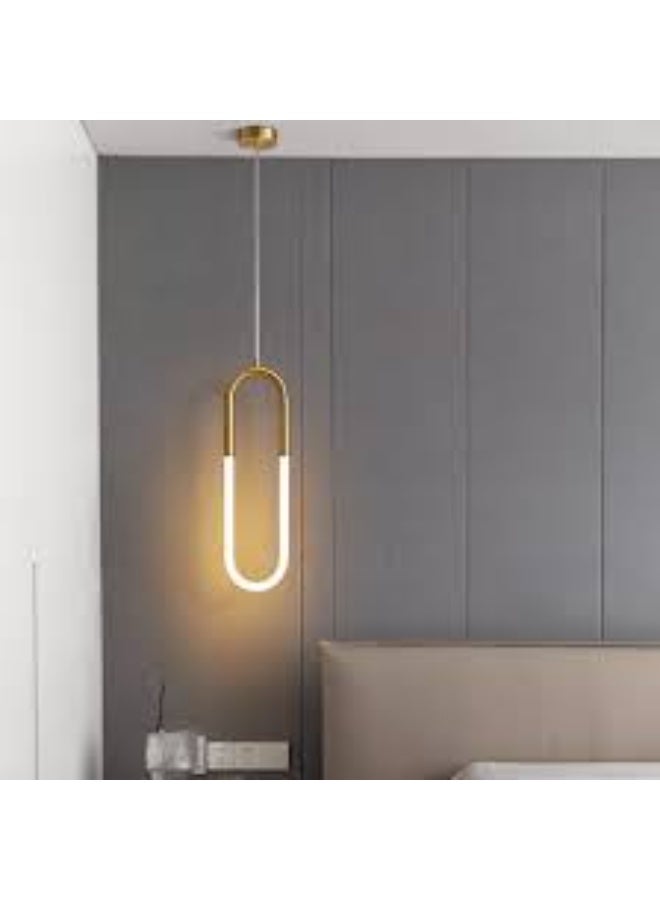 المفتاحة مصباح LED حديث معلق - مصباح معلق بسيط على شكل حرف U لغرفة المعيشة أو غرفة النوم أو منطقة تناول الطعام - تركيبات سقف بلمسة نهائية بيضاء ذهبية دافئة - ديكور إضاءة منزلي معاصر - Image 1