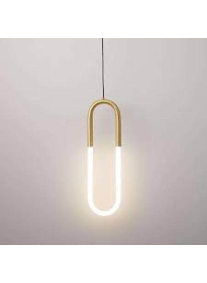 المفتاحة مصباح LED حديث معلق - مصباح معلق بسيط على شكل حرف U لغرفة المعيشة أو غرفة النوم أو منطقة تناول الطعام - تركيبات سقف بلمسة نهائية بيضاء ذهبية دافئة - ديكور إضاءة منزلي معاصر - Image 2