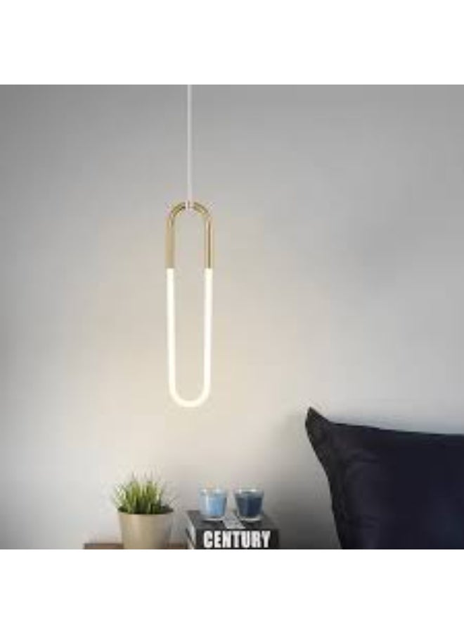 المفتاحة مصباح LED حديث معلق - مصباح معلق بسيط على شكل حرف U لغرفة المعيشة أو غرفة النوم أو منطقة تناول الطعام - تركيبات سقف بلمسة نهائية بيضاء ذهبية دافئة - ديكور إضاءة منزلي معاصر - Image 3