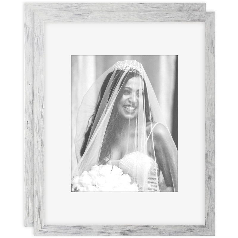 TOFOREVO Picture Frames 11x14 Set of 2 Distressed White Wood Grain Photo Frame for Gallery Wall Mounting Display