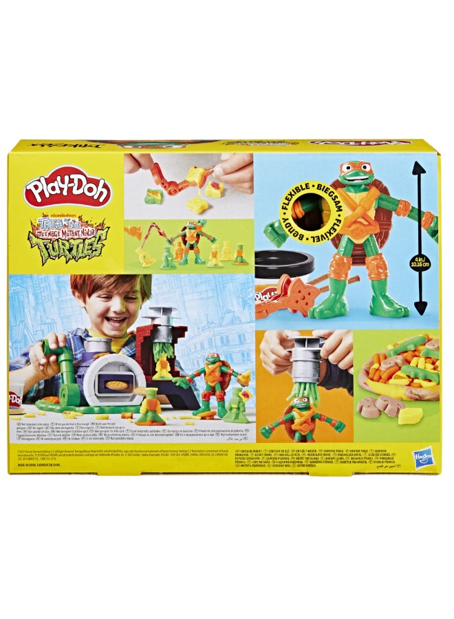 Play-Doh Teenage Mutant Ninja Turtles Slice & Blast Pizza Playset, Bendy 4 Inch Mikey Action Figure, Kids Arts & Crafts, TMNT Toys for Boys & Girls 4+ - Image 4