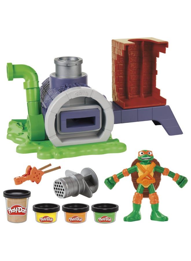 Play-Doh Teenage Mutant Ninja Turtles Slice & Blast Pizza Playset, Bendy 4 Inch Mikey Action Figure, Kids Arts & Crafts, TMNT Toys for Boys & Girls 4+ - Image 3