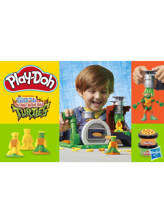 Play-Doh Teenage Mutant Ninja Turtles Slice & Blast Pizza Playset, Bendy 4 Inch Mikey Action Figure, Kids Arts & Crafts, TMNT Toys for Boys & Girls 4+ - Image 5