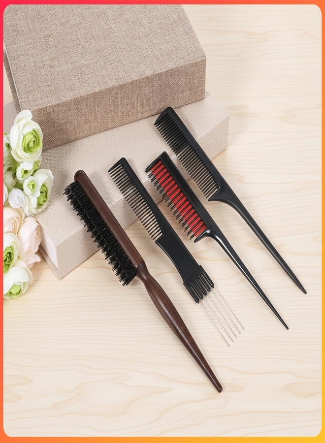 Psiriol 4 Pcs Hair Teasing Comb Set, Triple Teasing-Comb, Teasing Combs for Women, Professional Teasing-Comb with Rat Tail, Nylon Bristle Hair-Brush, Combs for Hair Styling (4 Styles) - Image 4
