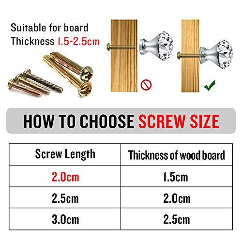 Roybens 30mm Kitchen Cabinet Knobs Drawer Pull Handle Hardware, Crystal Clear Glass Round Diamond Shape Dresser Closet Bi-fold Door Bathroom Cupboard Desk Nightstand Furniture Decorative Drawer Knobs （12PCS） - Image 4
