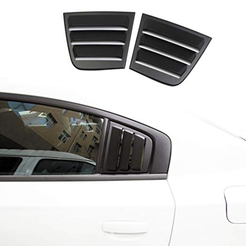 crosselec Side Window Louvers Air Vent Scoop Shades Cover Blinds ABS for Dodge Charger 2011-2021 (black) - Image 1