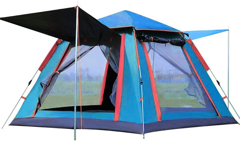 IRIS Instant Pop Up Camping Tents for 3-4 Person Family, Quick Set up Dome Tent, Windprooof Waterproof Camping Tents Rainproof Hiking Tent Sun Shelters Backpacking Tents for Outdoor Activities (Blue) - Image 1