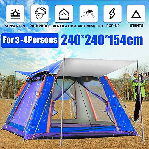 IRIS Instant Pop Up Camping Tents for 3-4 Person Family, Quick Set up Dome Tent, Windprooof Waterproof Camping Tents Rainproof Hiking Tent Sun Shelters Backpacking Tents for Outdoor Activities (Blue) - Image 2