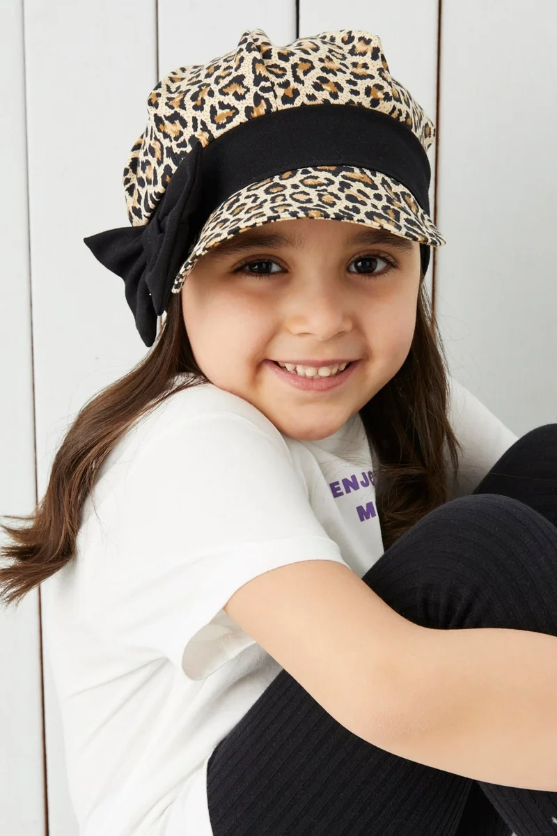 بيبيجيز Girl's Leopard Visor 4 Season Hat Beanie - Soft Natural Combed Cotton New Design