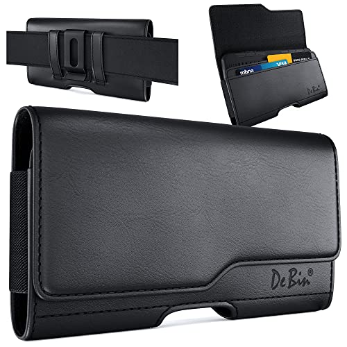 DeBin Cell Phone Case for Samsung Galaxy S25 S24 S23 S22 S21 S20 S10 S9 A10e A01, Belt Holder Holster with Clip, ID Credit Card Slot Pouch for Men (Fits Phone with Case on) Black - Image 1