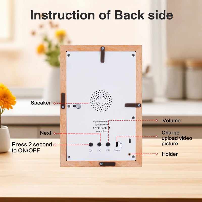 Cross-border 7-inch Beech Solid Wood Digital Photo Frame Picture Video Player Souvenir Gift Smart WiFi Electronic Photo Frame - Image 3