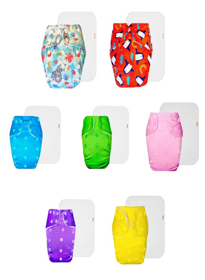 حفاضات دمبلدو القماشية الممتازة مع حشوة قطنية (عبوة من 7) | مضادة للحساسية | قابلة لإعادة الاستخدام والغسل | سهلة التنظيف | مثالية لفصل الصيف الهندي | من 3 أشهر إلى 3 سنوات | مناسبة للجنسين - Image 1