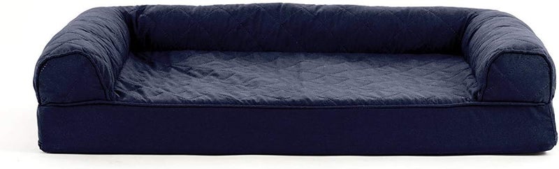 Furhaven Cooling Gel Dog Bed for Medium/Small Dogs w/Removable Bolsters & Washable Cover, For Dogs Up to 35 lbs - Quilted Sofa - Navy (Blue), Medium - Image 2