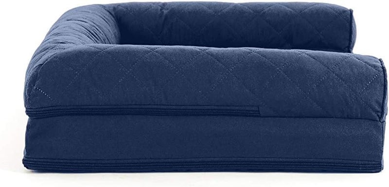 Furhaven Cooling Gel Dog Bed for Medium/Small Dogs w/Removable Bolsters & Washable Cover, For Dogs Up to 35 lbs - Quilted Sofa - Navy (Blue), Medium - Image 3