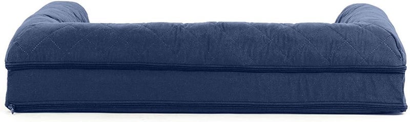 Furhaven Cooling Gel Dog Bed for Medium/Small Dogs w/Removable Bolsters & Washable Cover, For Dogs Up to 35 lbs - Quilted Sofa - Navy (Blue), Medium - Image 4