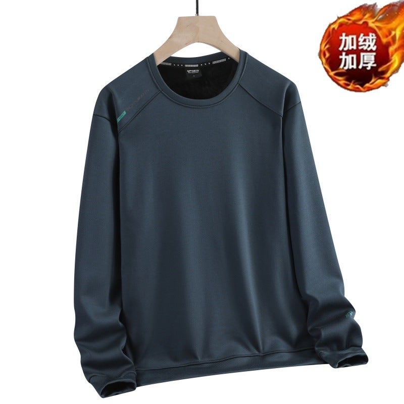 Explosions Men'S Fleece-Lined Thickened 2024 Spring, Round Neck Casual Long Sleeve T-Shirt For Men - Image 1