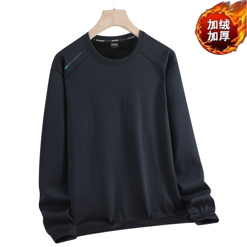 Explosions Men'S Fleece-Lined Thickened 2024 Spring, Round Neck Casual Long Sleeve T-Shirt For Men - Image 4