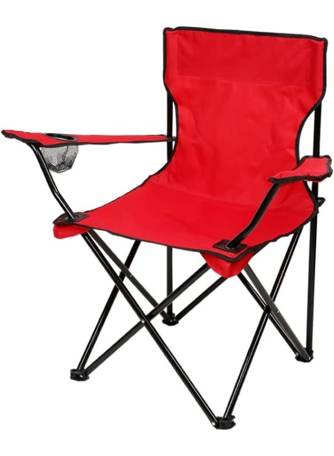 راكسوم كرسي تخييم قابل للطي مع حامل أكواب، خفيف الوزن وقابل للطي، مقعد حديقة شاطئي محمول، أحمر - Image 1