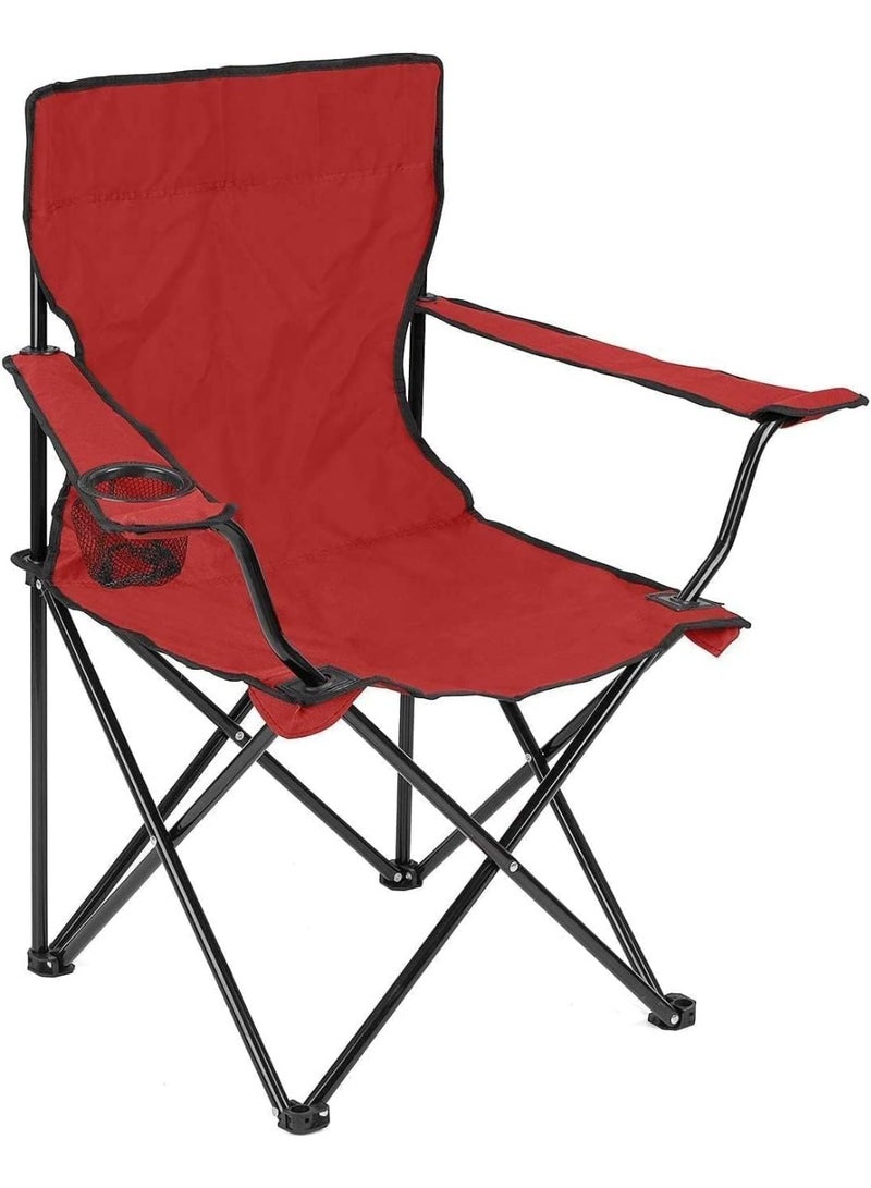 راكسوم كرسي تخييم قابل للطي مع حامل أكواب، خفيف الوزن وقابل للطي، مقعد حديقة شاطئي محمول، أحمر - Image 2